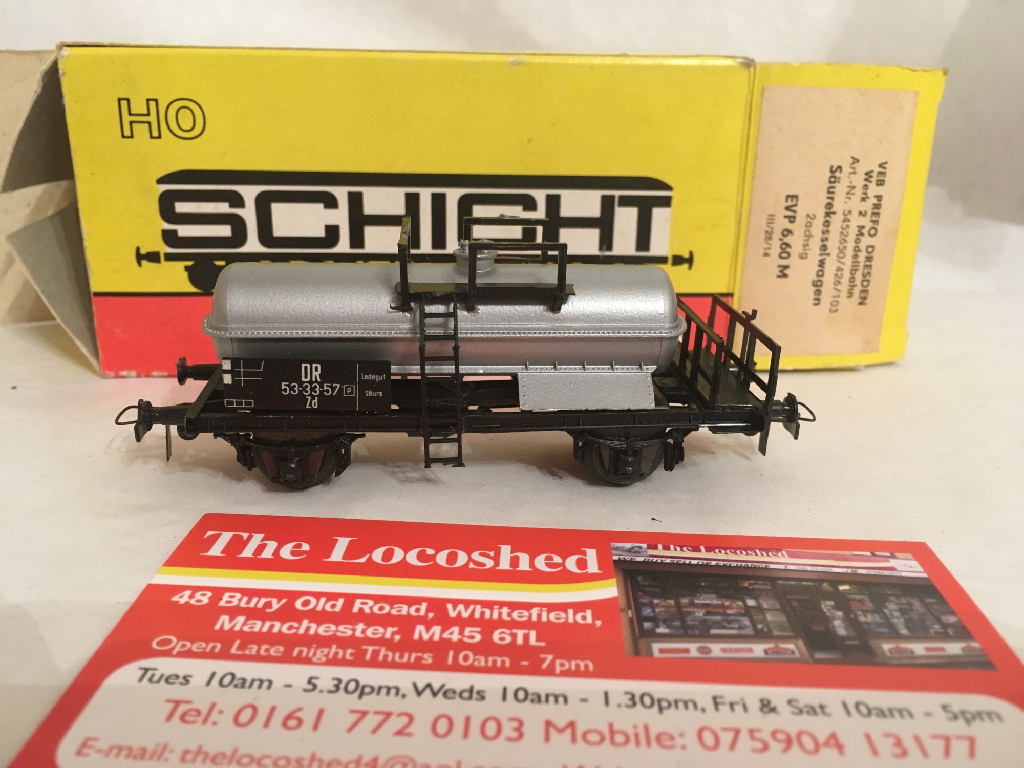 Schicht VEB Prefo Dresden Werk 2 Modellbahn Art.-Nr 5452650/426/103 Saurekesselwagen 2achsig EVP 6,60 M 111/28//14