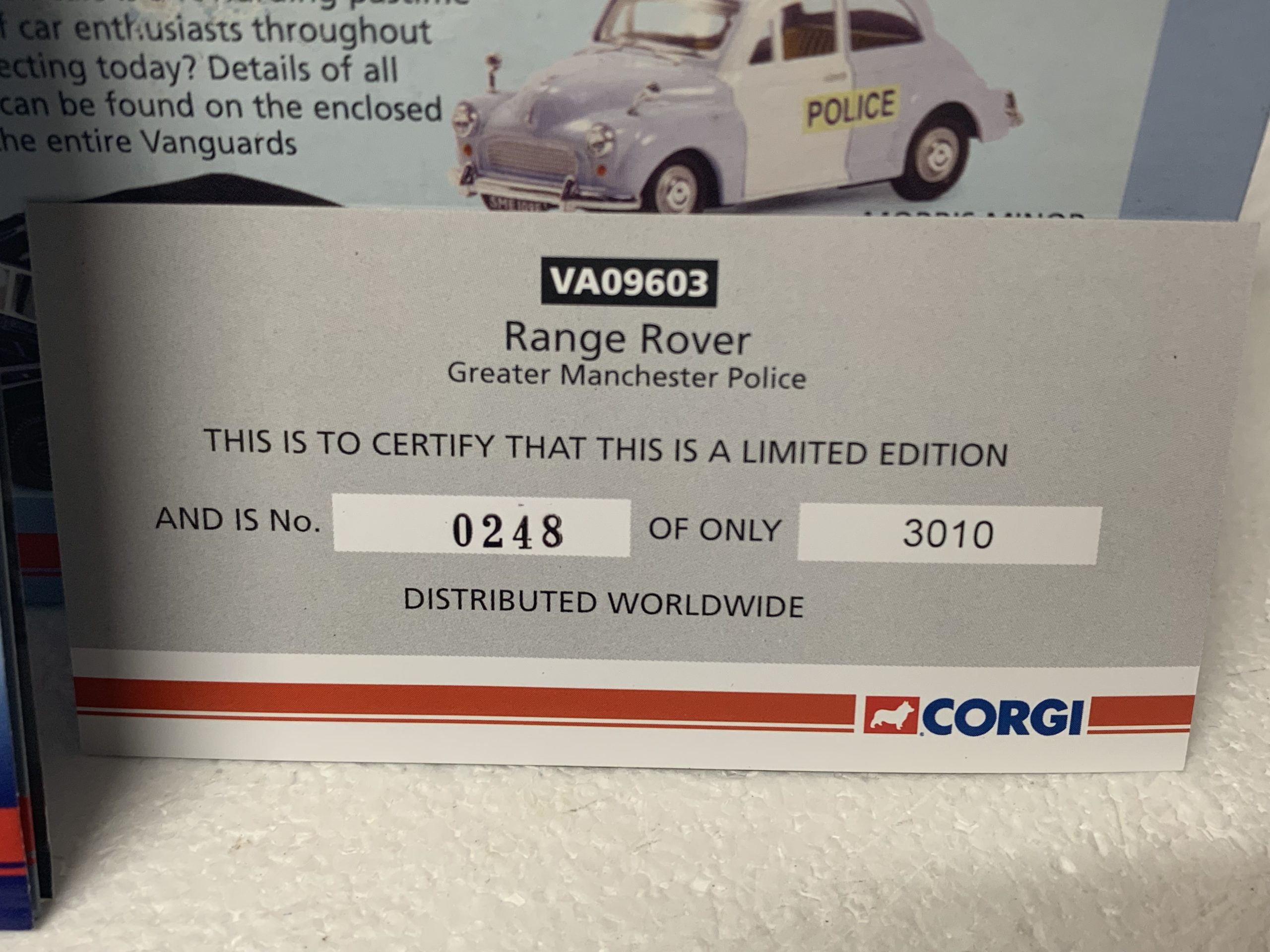 Corgi Vanguards VA 09603 Range Rover Greater Manchester Police - Image 3
