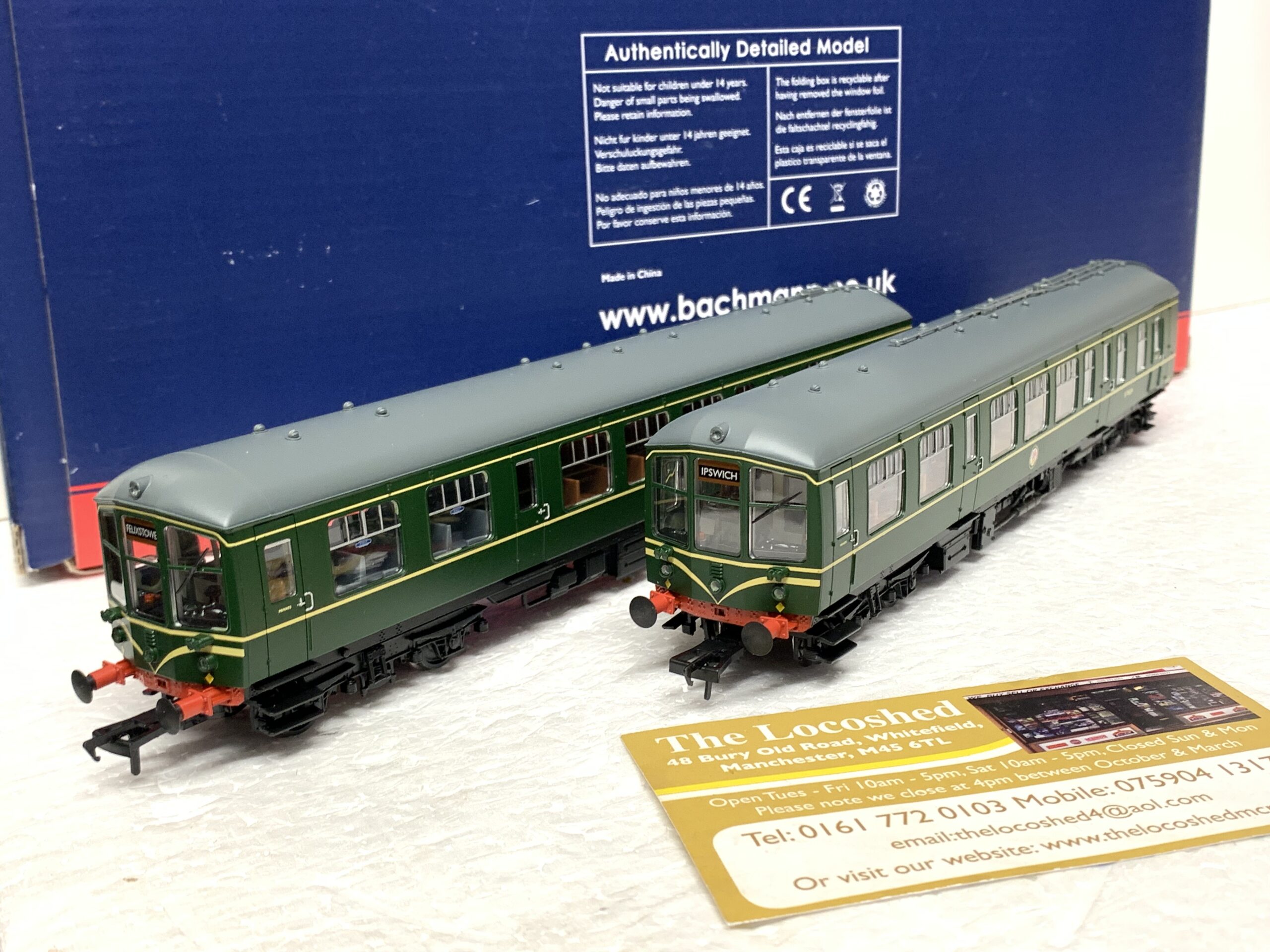 Bachmann 32-516A Derby Lightweight Two Car DMU BR Green with Speed Whiskers